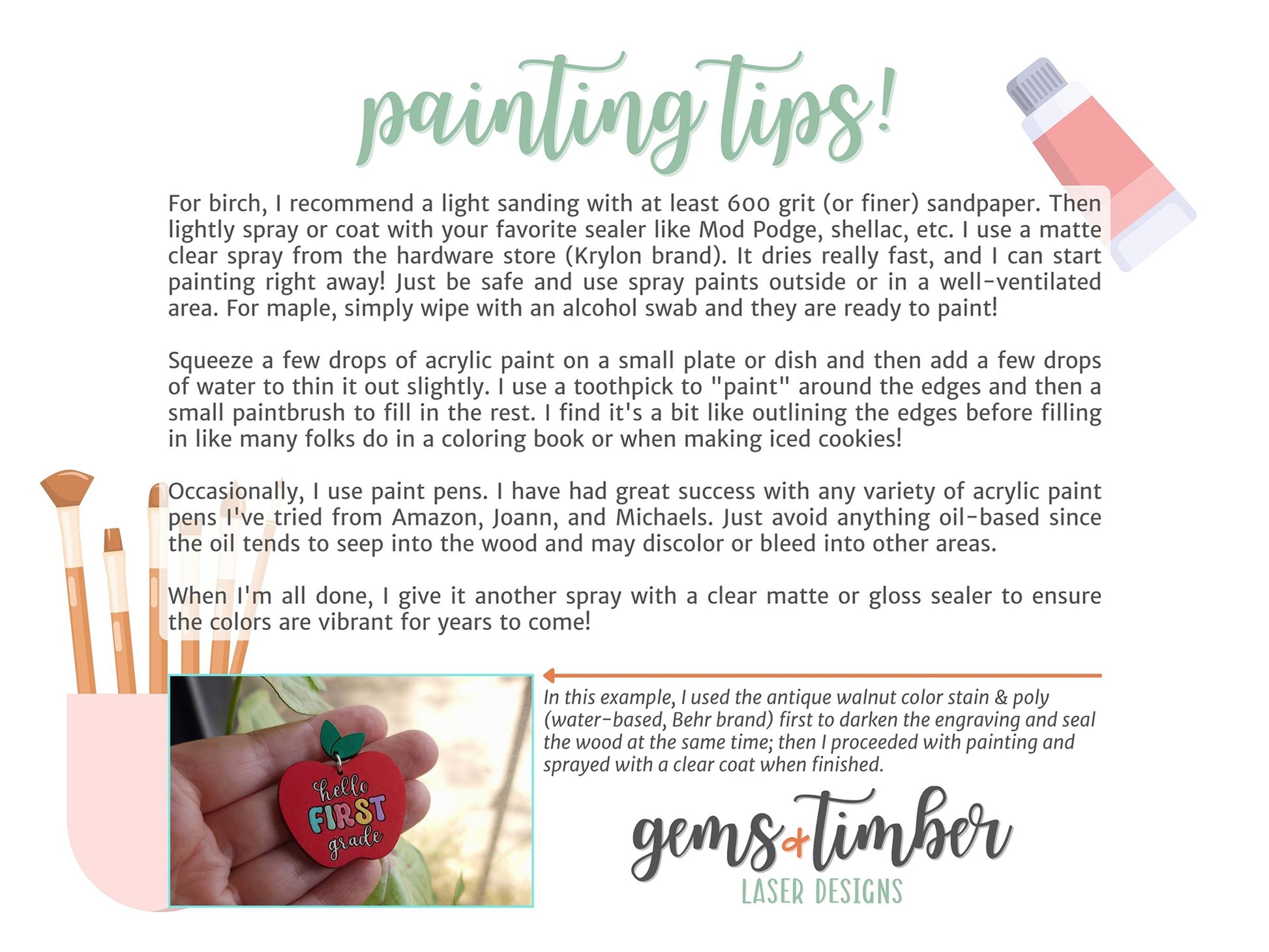 a hand holding an apple with the words painting tips