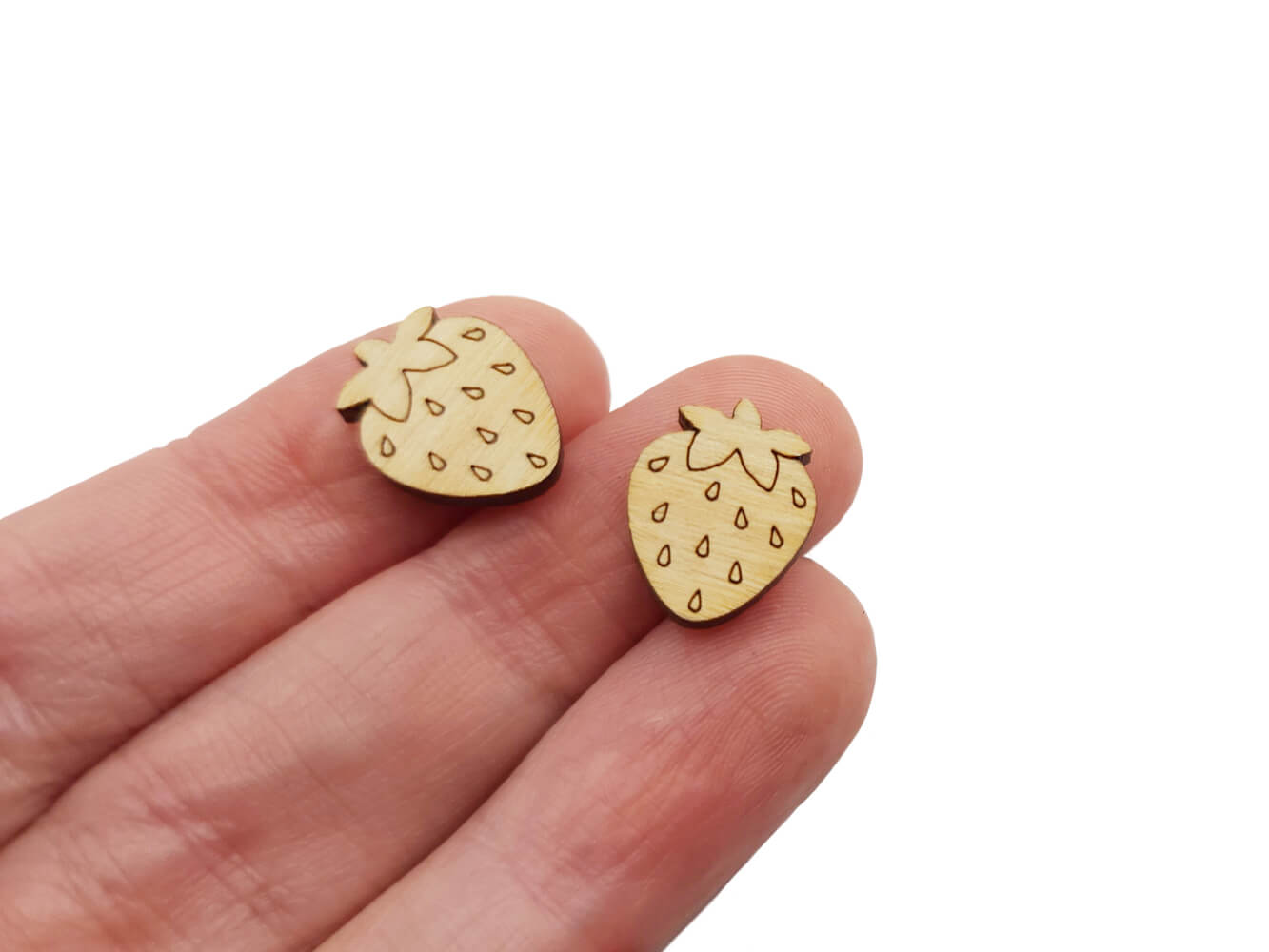 Strawberry Wood Cabochon Stud Earring Blanks