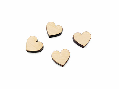 A pair of wood and acrylic cabochon earring blanks cut in the shape of a heart