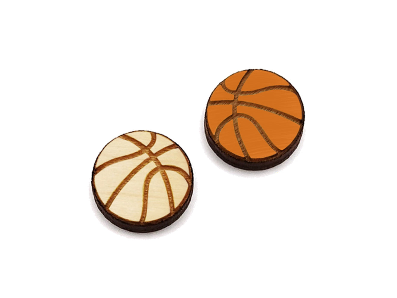 Basketball Wood Cabochon Stud Earring Blanks