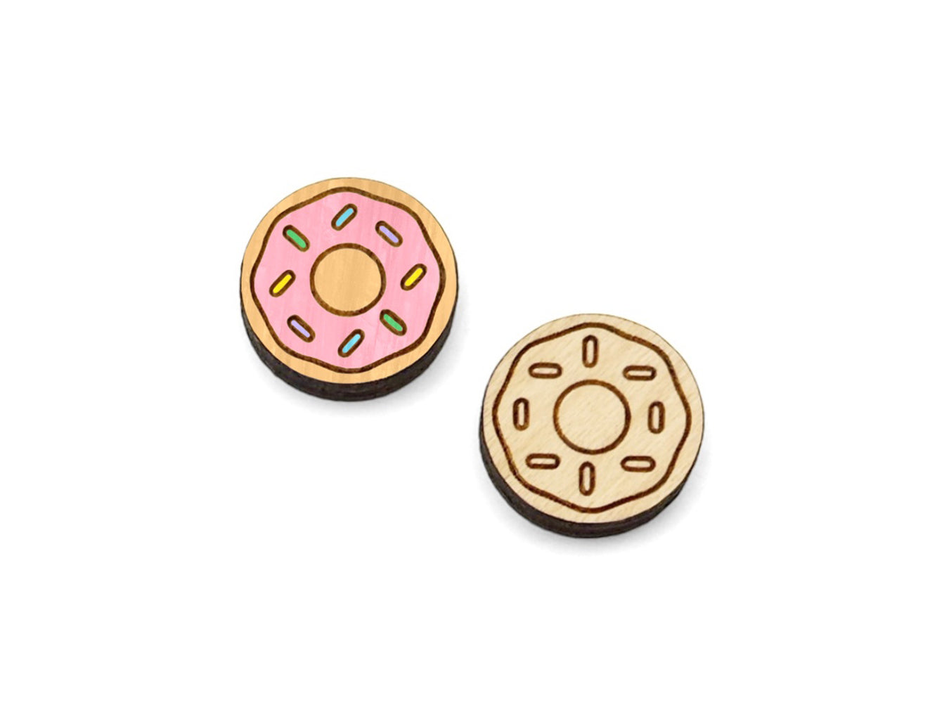 Donut Engraved Mini Circle Shaped Wood Jewelry Blanks