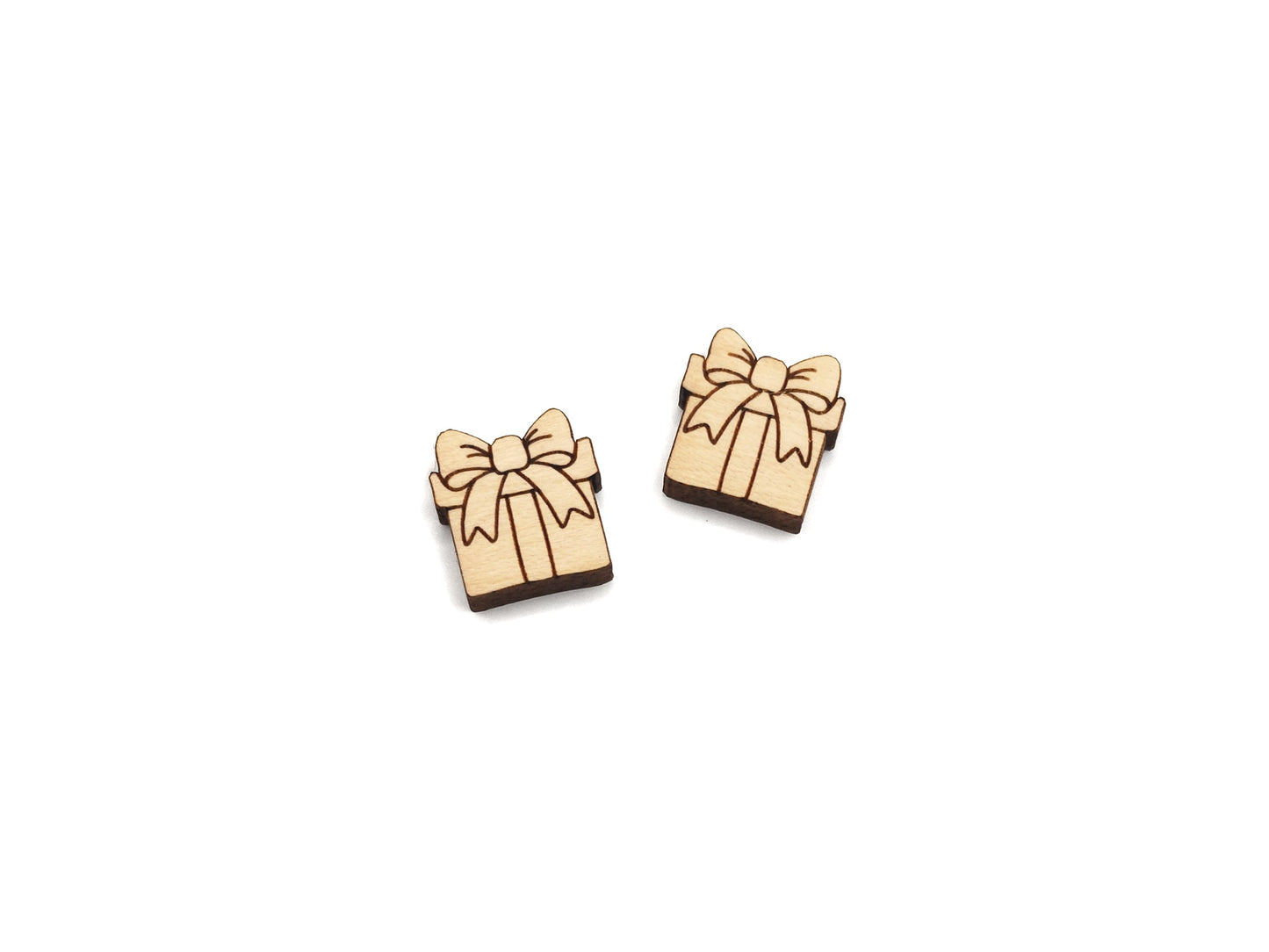 Christmas Present Wood Cabochon Stud Earring Blanks