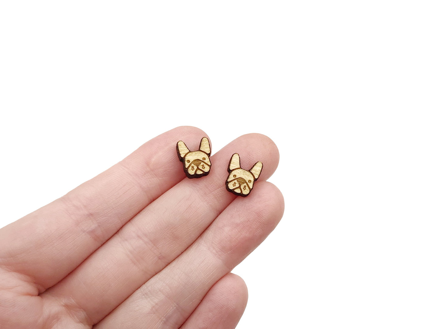 French Bulldog Wood Cabochon Stud Earring Blanks