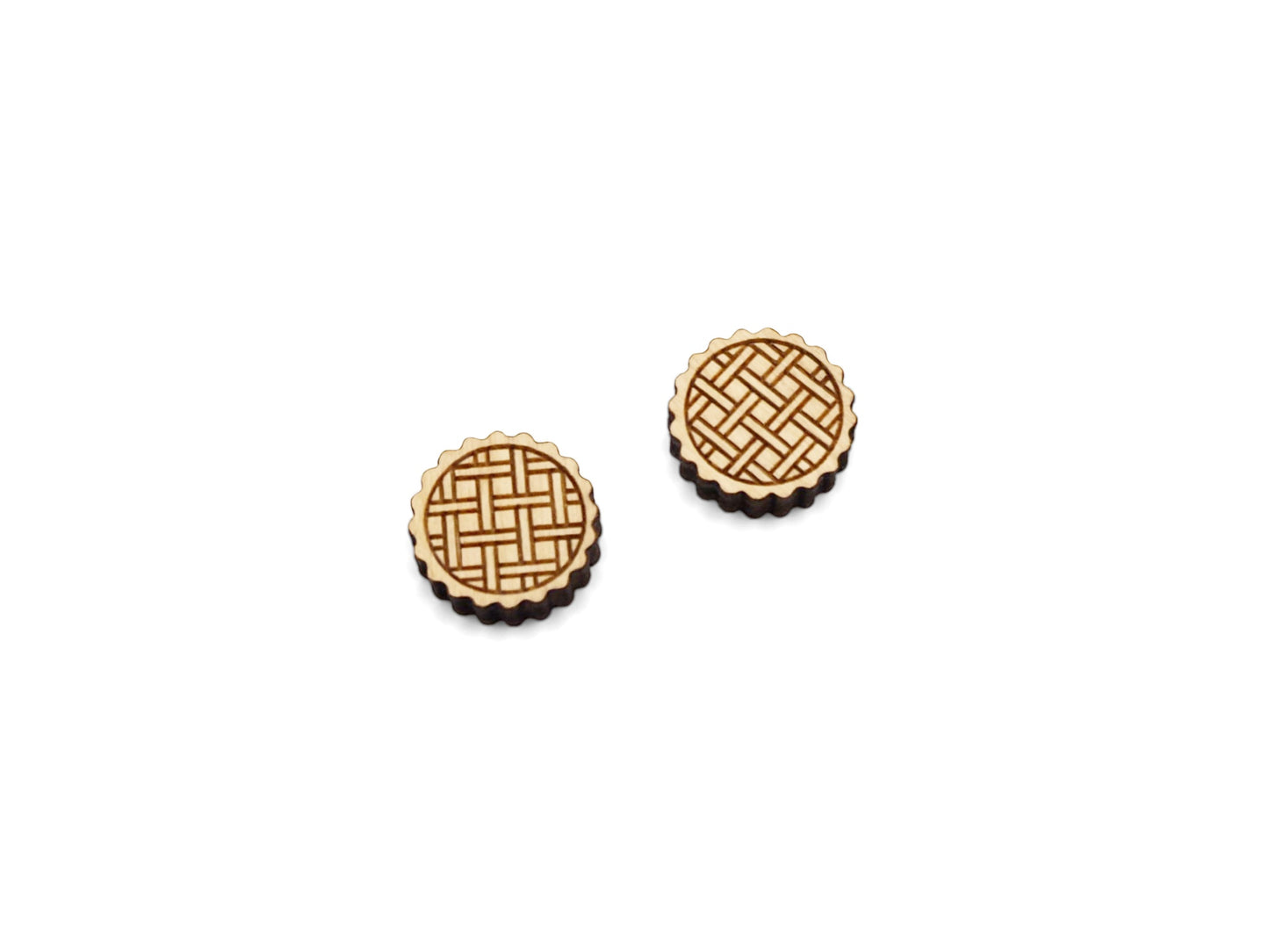 Pie Wood Cabochon Stud Earring Blanks