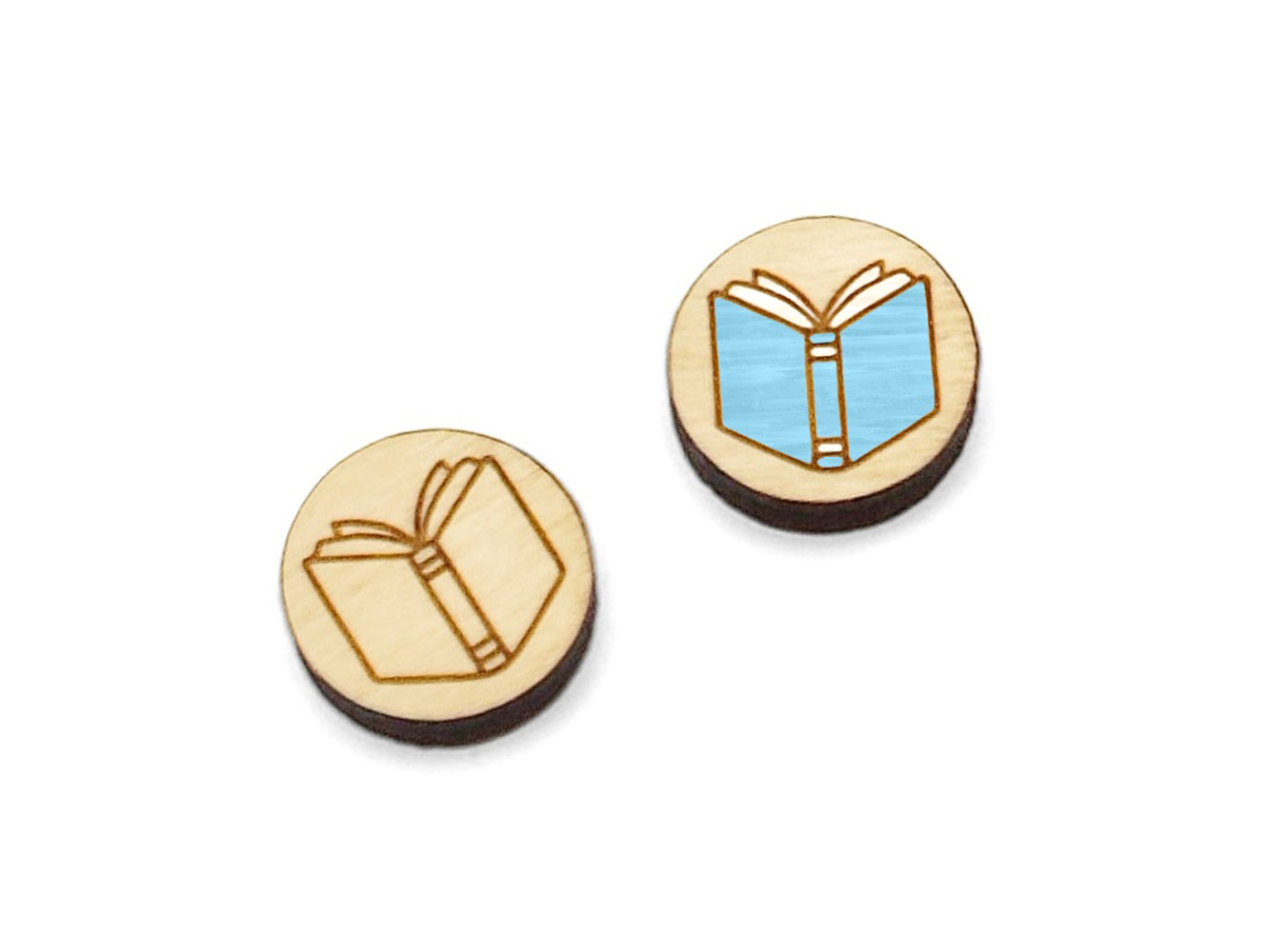 Open Book Round Wood Cabochon Stud Earring Blanks