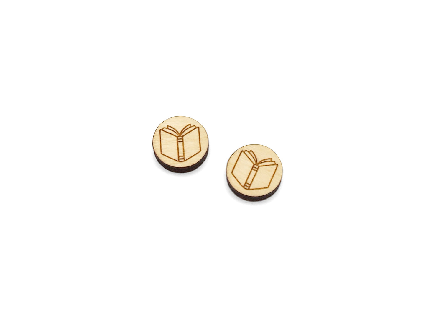 Open Book Round Wood Cabochon Stud Earring Blanks