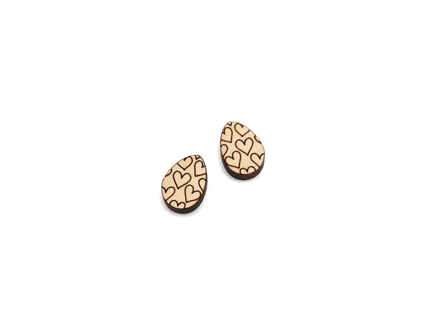 Hearts Easter Egg Wood Cabochon Stud Earring Blanks