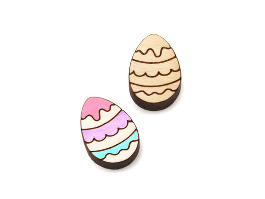 Decorative Easter Egg Wood Cabochon Stud Earring Blanks