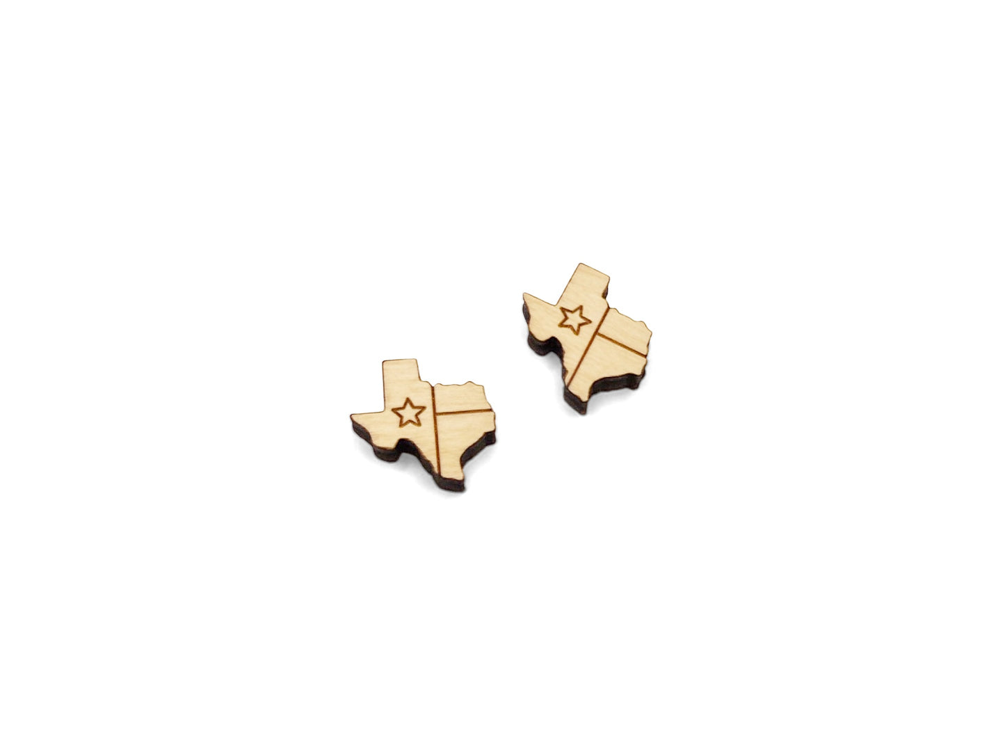 Texas Shaped Flag Wood Cabochon Stud Earring Blanks