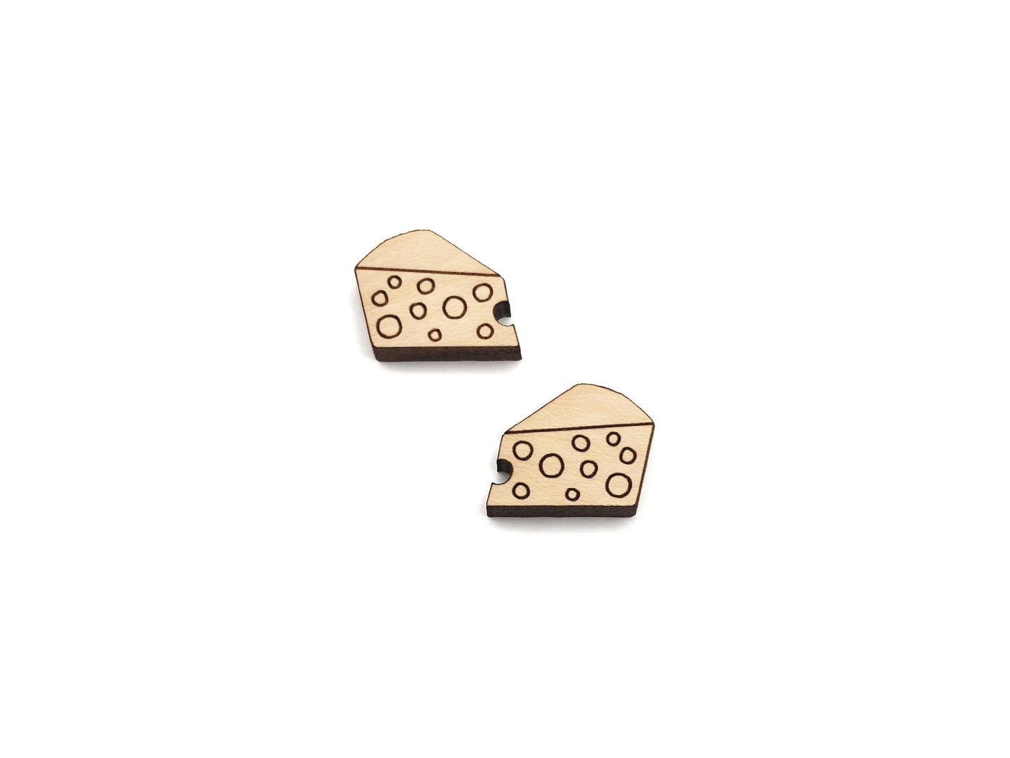 Cheese Wedge Wood Cabochon Stud Earring Blanks