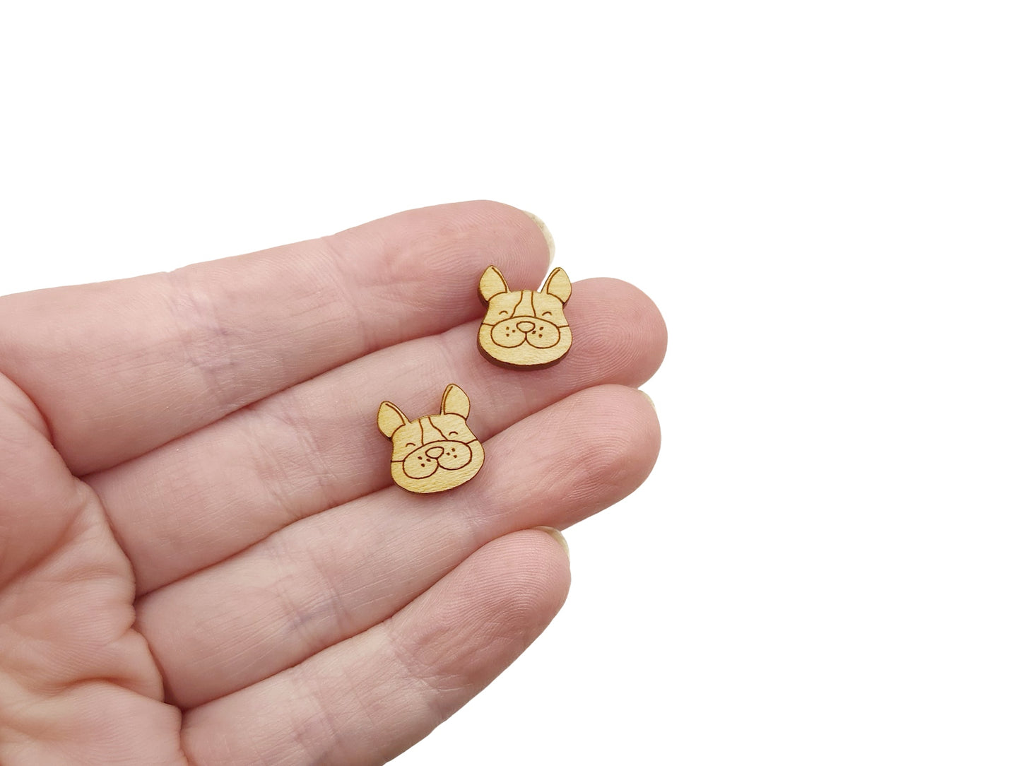 Happy Dog Wood Cabochon Stud Earring Blanks