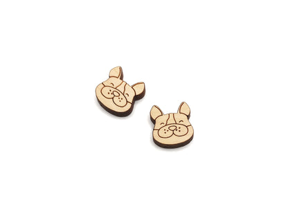 Happy Dog Wood Cabochon Stud Earring Blanks