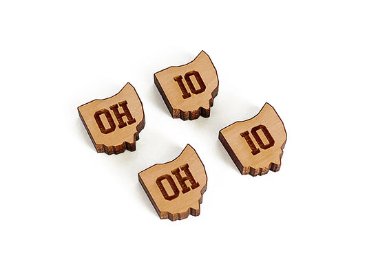 Ohio Shaped OH & IO Wood Cabochon Stud Earring Blanks