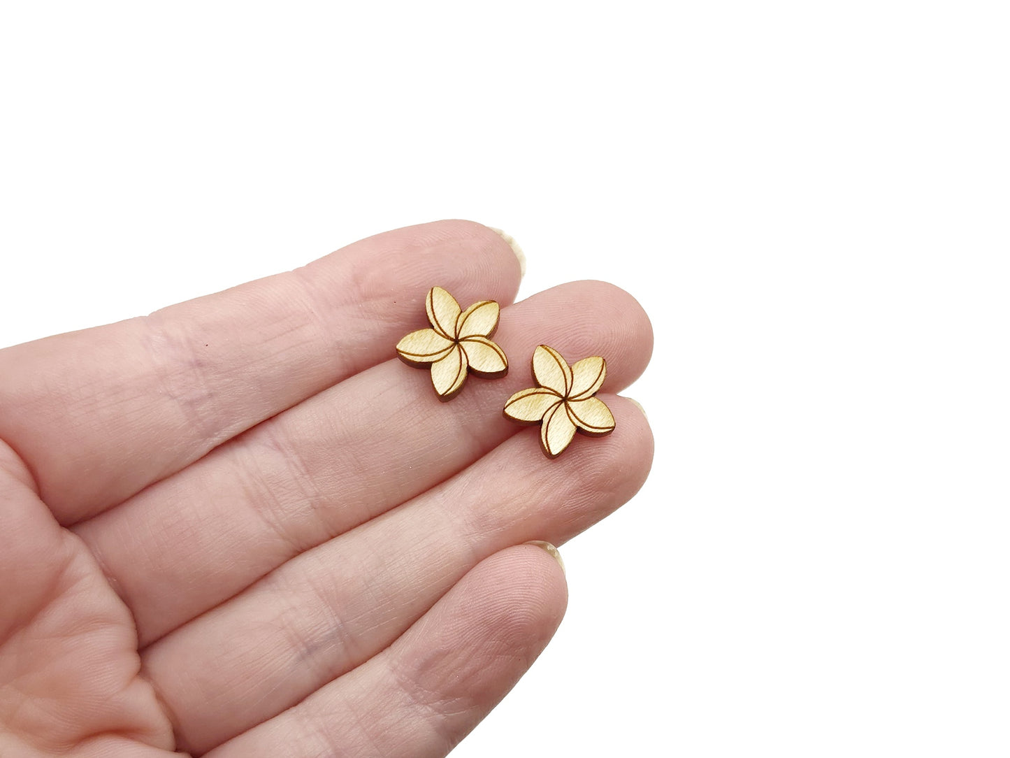 Plumeria Flower Wood Cabochon Stud Earring Blanks