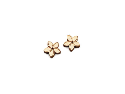 Plumeria Flower Wood Cabochon Stud Earring Blanks