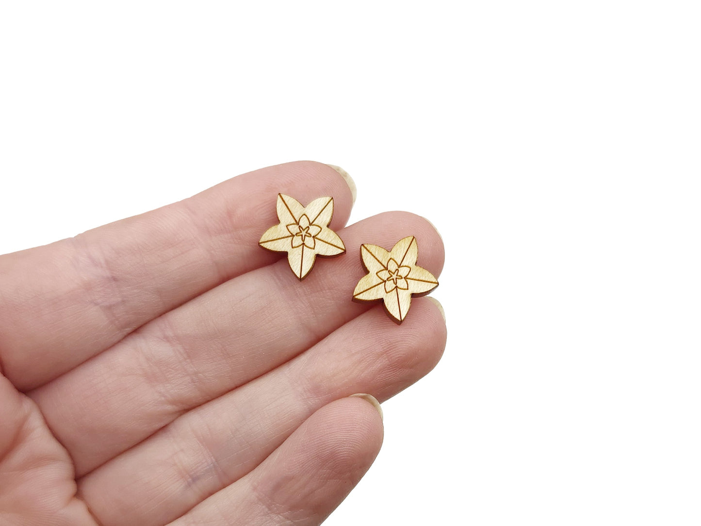 Hoya Flower Wood Cabochon Stud Earring Blanks