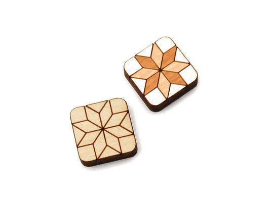 Quilt Square Wood Cabochon Stud Earring Blanks