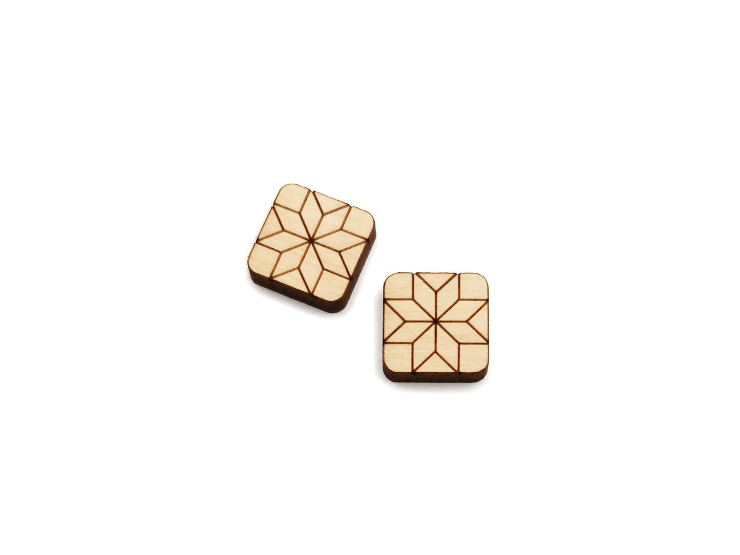 Quilt Square Wood Cabochon Stud Earring Blanks