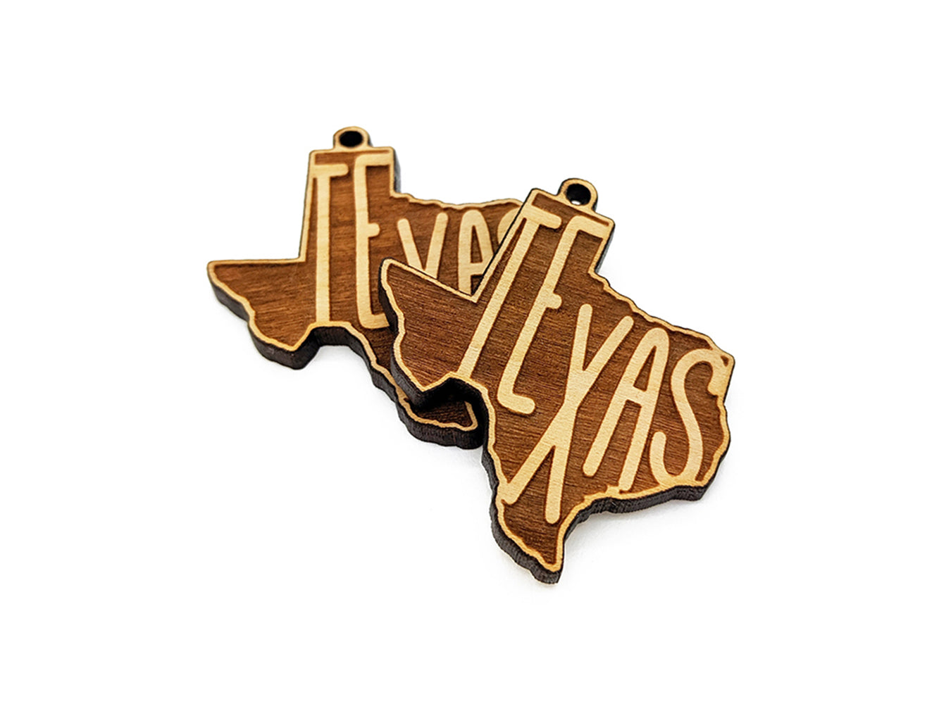 Texas Letters Engraved Wood Jewelry Charm Blanks