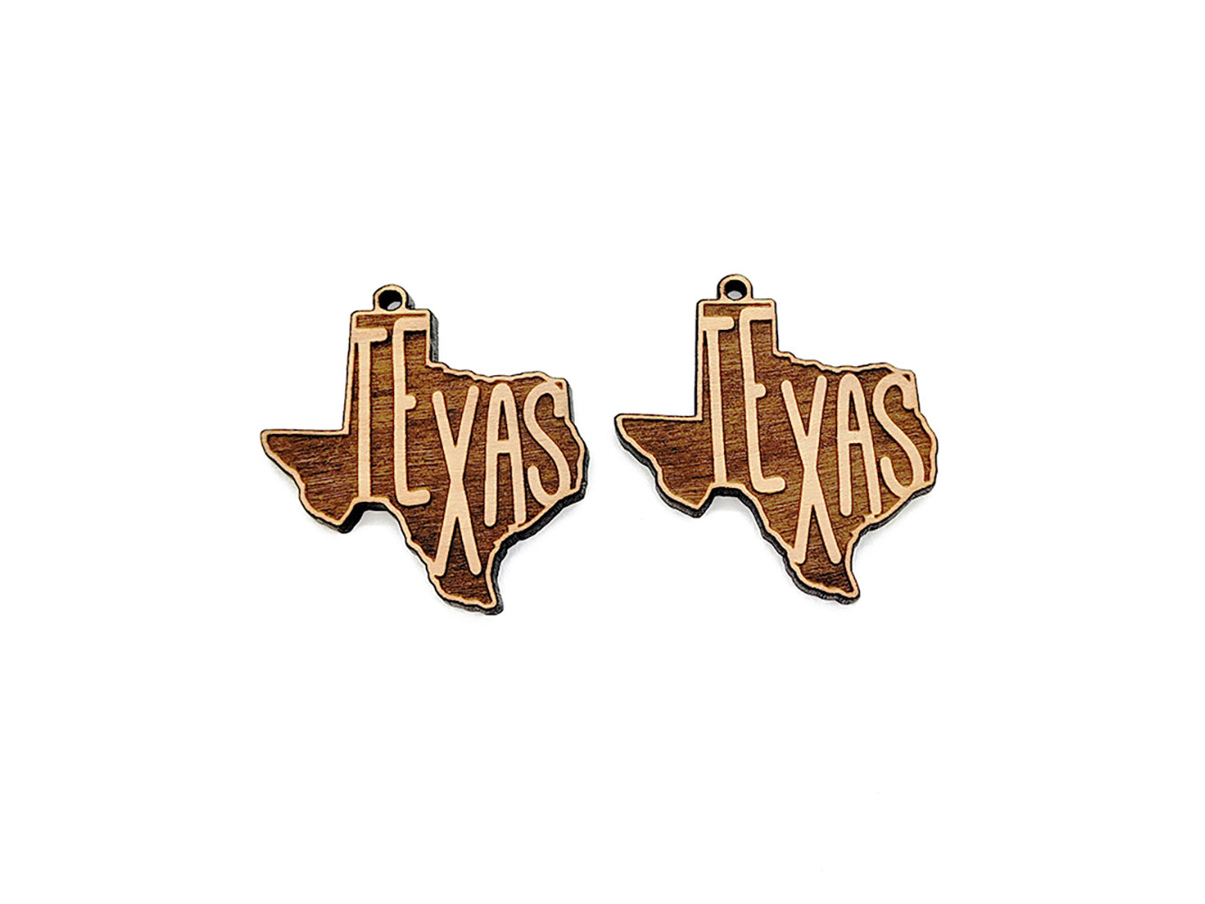 Texas Letters Engraved Wood Jewelry Charm Blanks