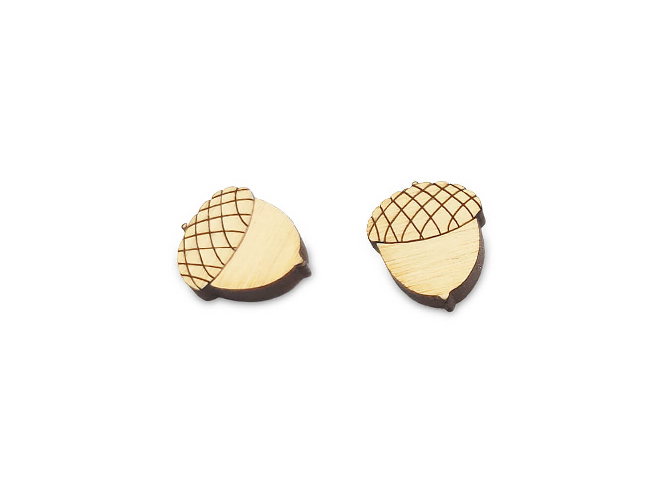 Acorn Stud Earring Engraved Wood Cabochon Blanks