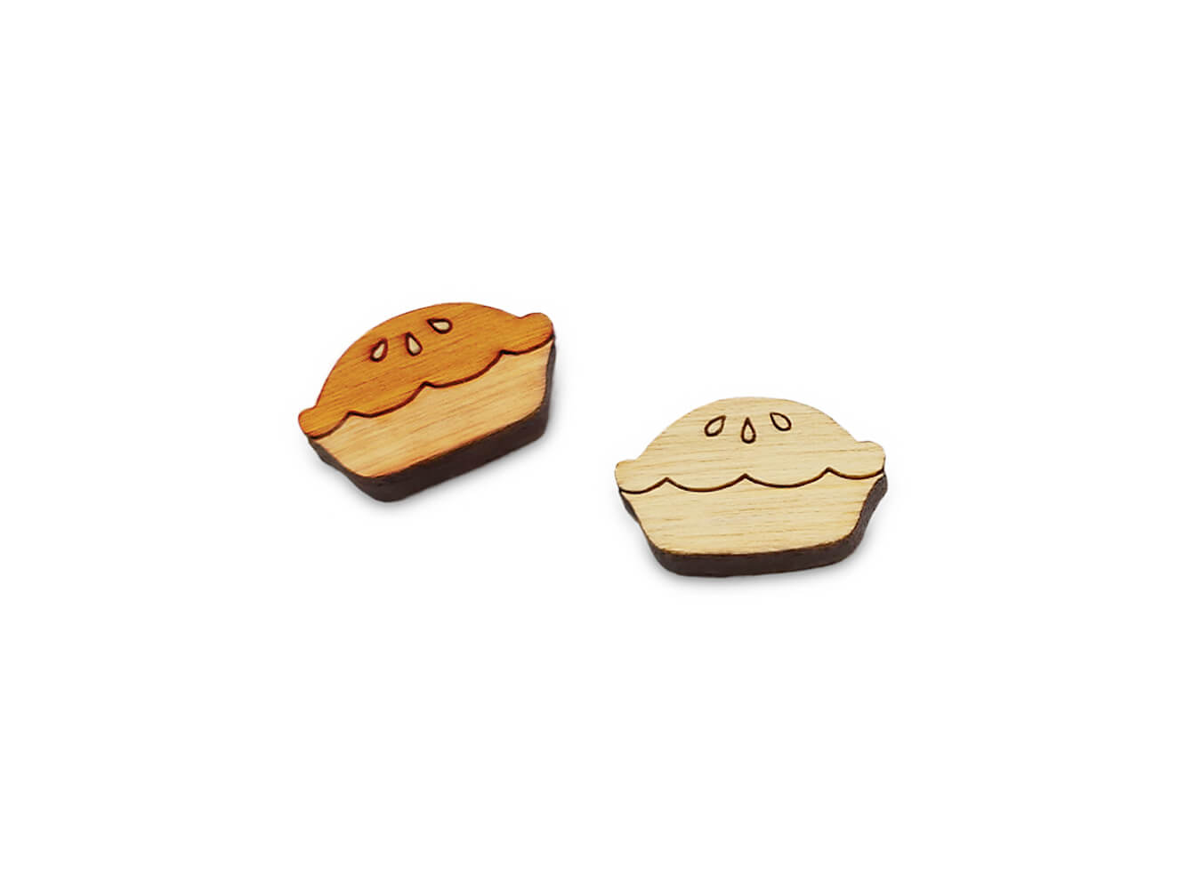 Apple Pie Earring Engraved Wood Cabochon Blanks