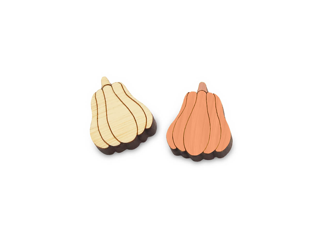 Autumn Pumpkin Earring Engraved Wood Cabochon Blanks