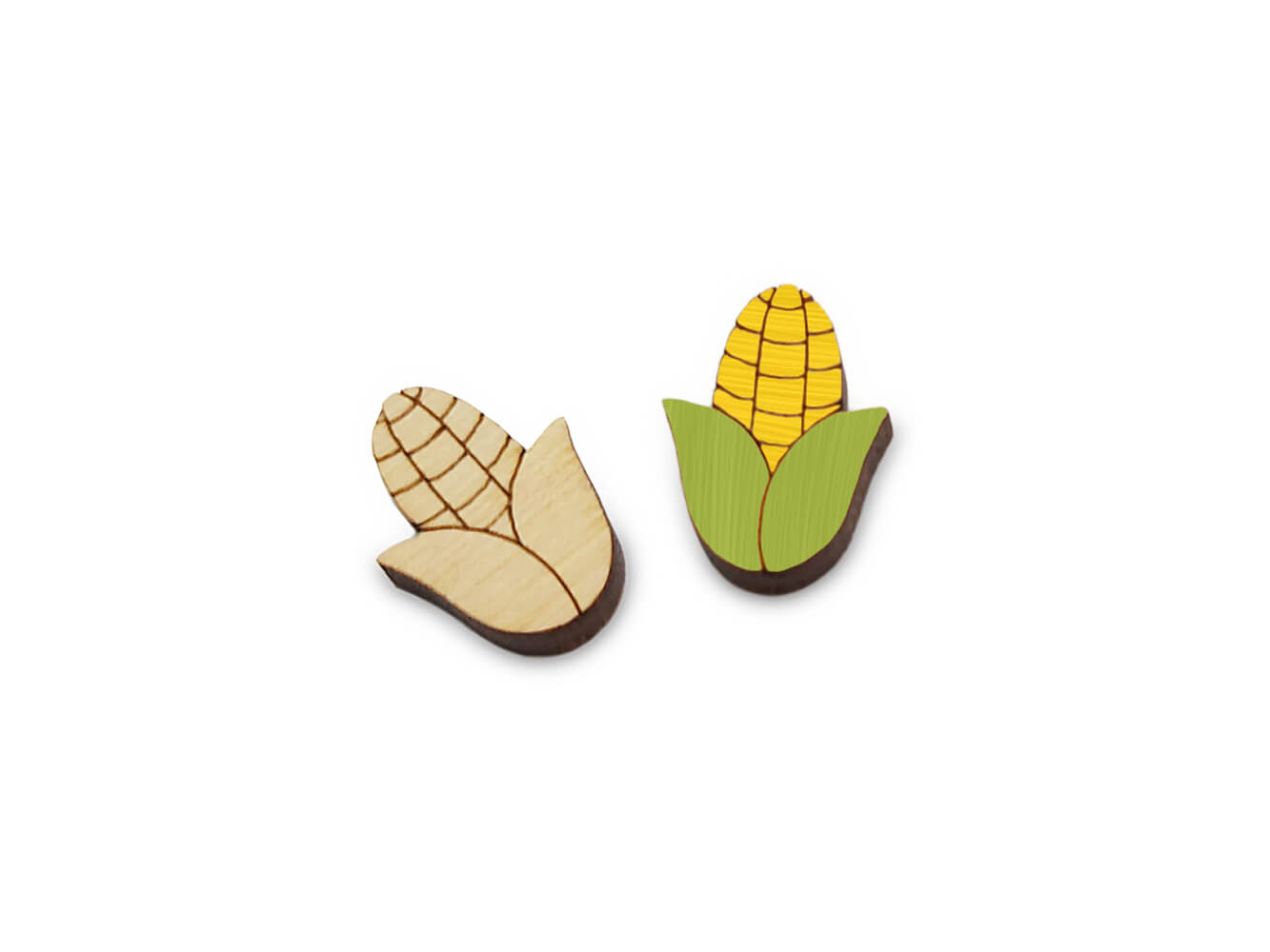 Ear of Corn Stud Earring Engraved Wood Cabochon Blanks