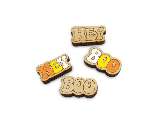 Hey Boo Engraved Wood Cabochon Stud Earring Blanks