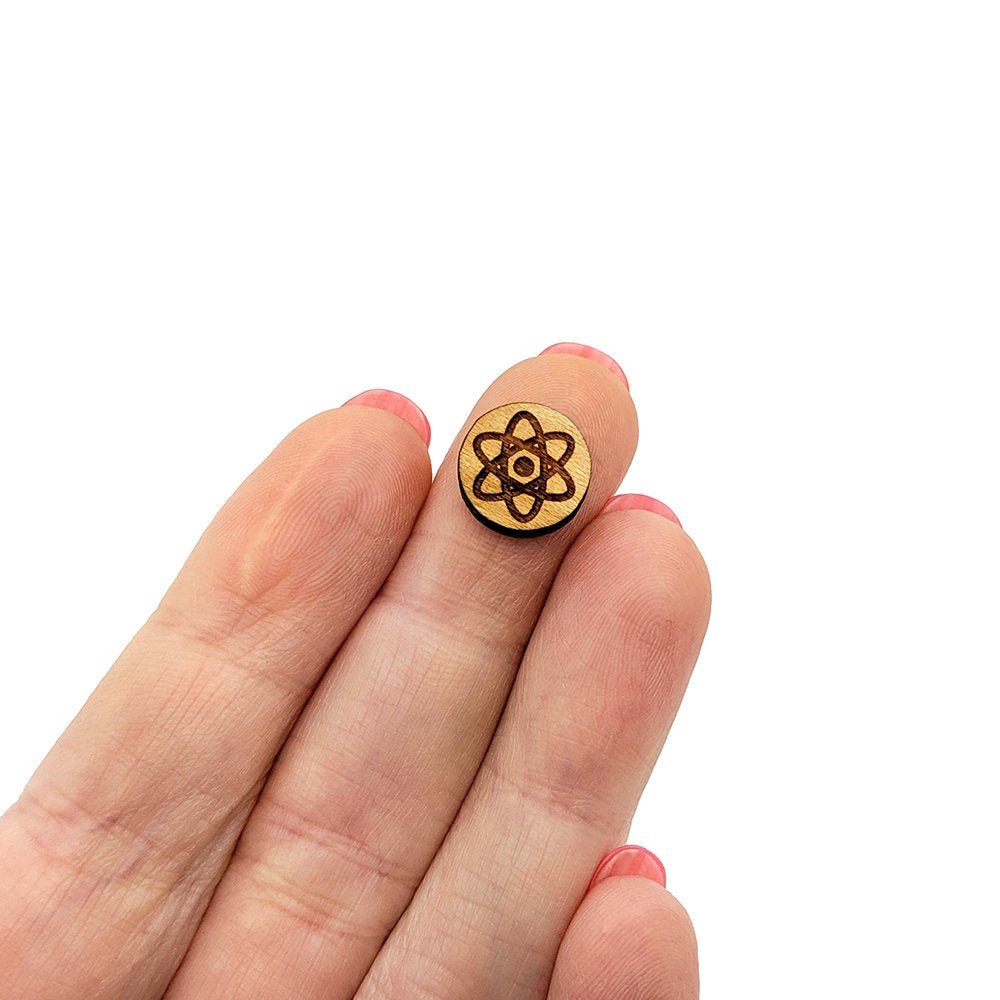 Atom Round Wood Cabochon Stud Earring Blanks