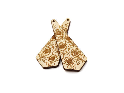 Sunflowers Triangle Teardrop Wood Cutout Charm Blanks