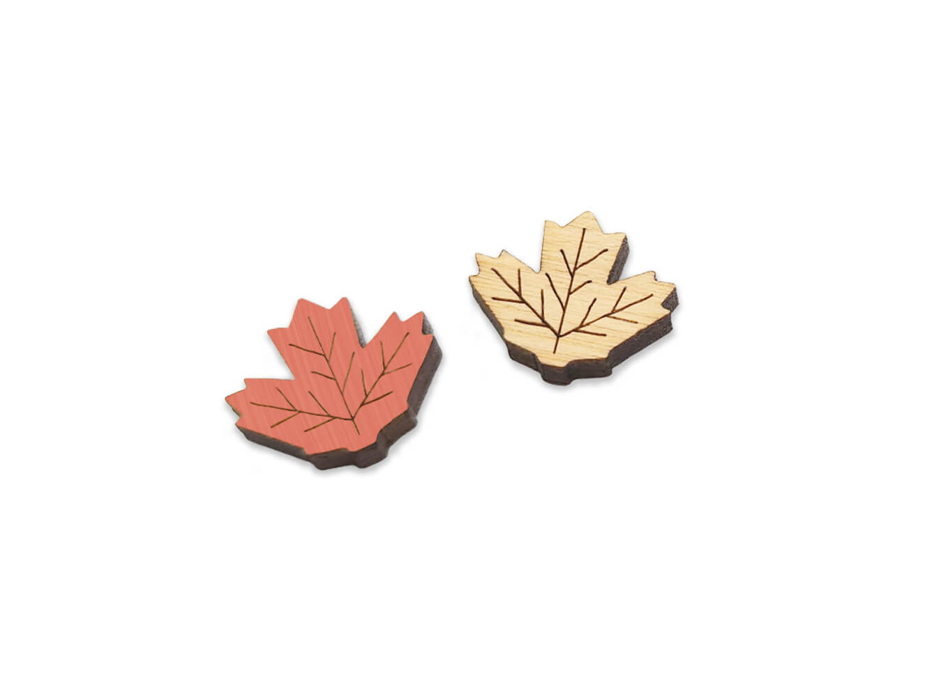 Maple Leaf Stud Earring Engraved Wood Cabochon Blanks