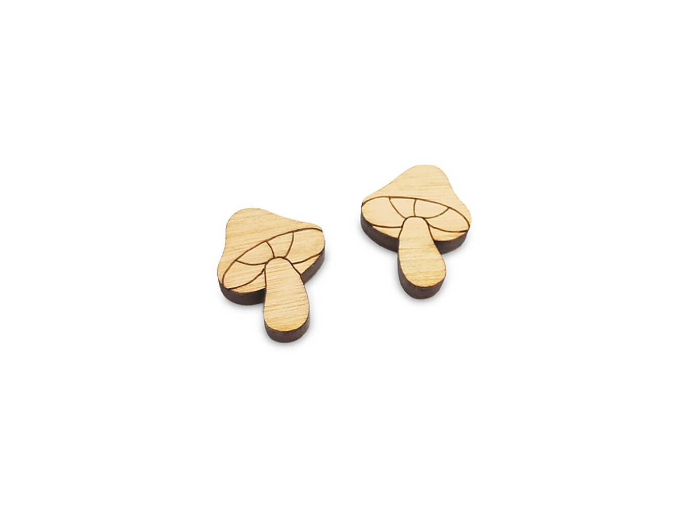 Retro Mushroom Stud Earring Engraved Wood Cabochon Blanks