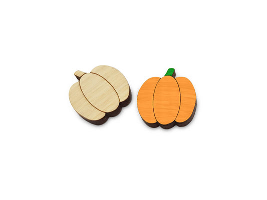 Simple Pumpkin Earring Engraved Wood Cabochon Blanks