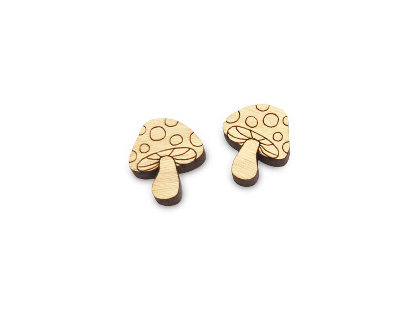 Spotted Mushroom Stud Earring Engraved Wood Cabochon Blanks