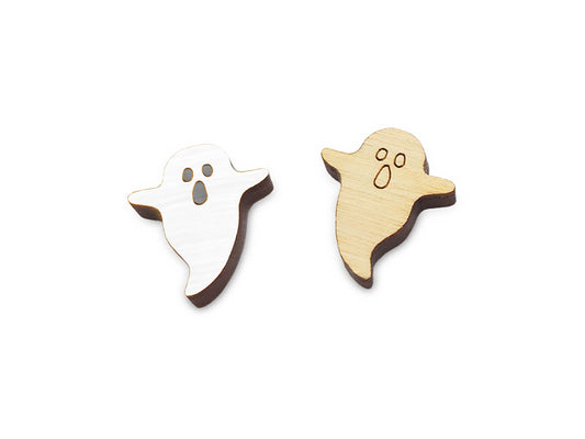 Wailing Ghost Stud Earring Engraved Wood Cabochon Blanks