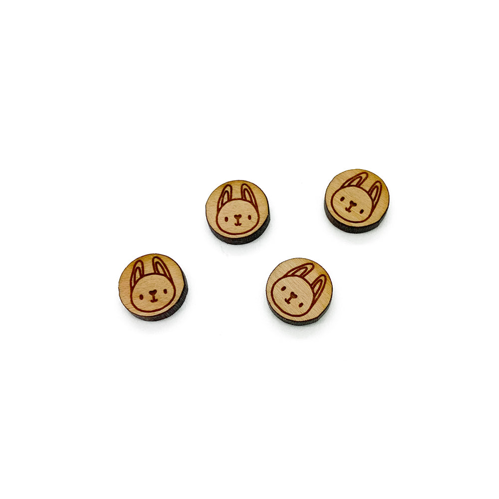 Bunny Round Wood Cabochon Earring Blanks