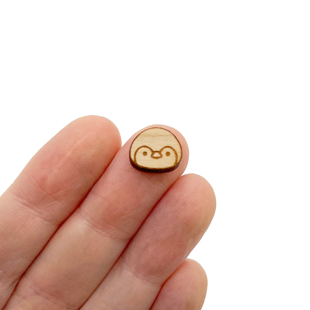 Penguin Face Engraved Mini Wood Jewelry Blanks