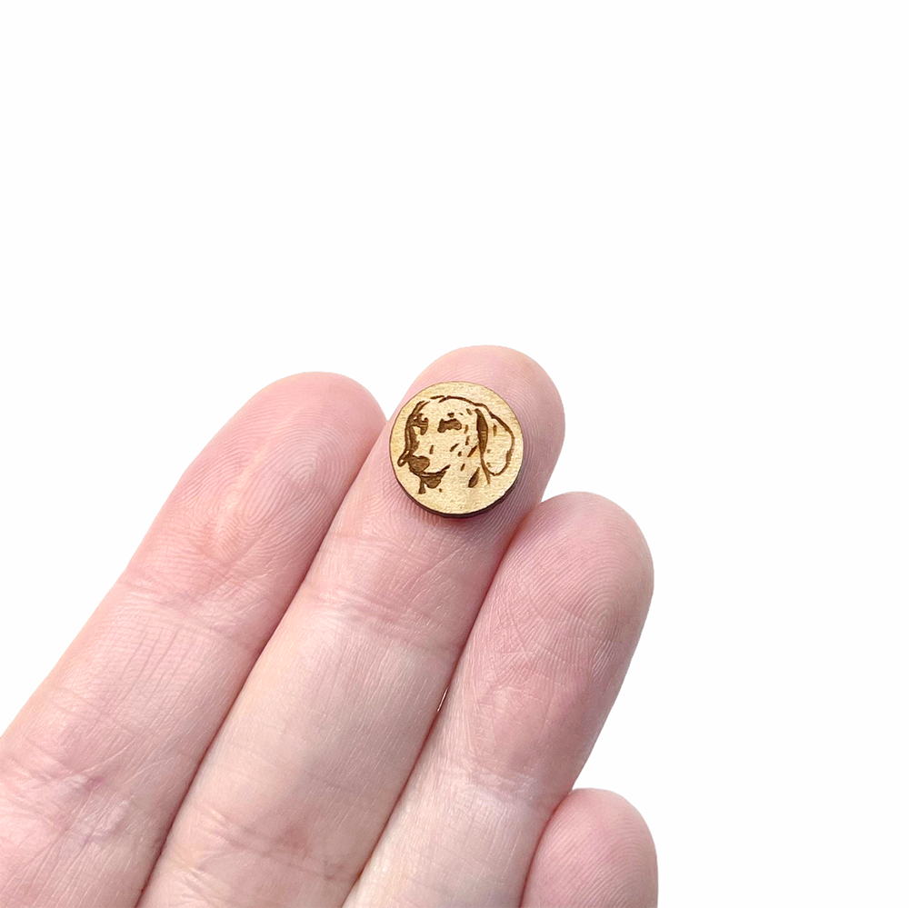 Dachshund Face Engraved Mini Circle Shaped Wood Jewelry Blanks