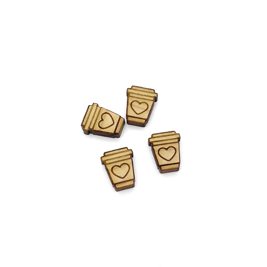 Heart Latte Engraved Wood Cutout Cabochon Stud Earring Blanks