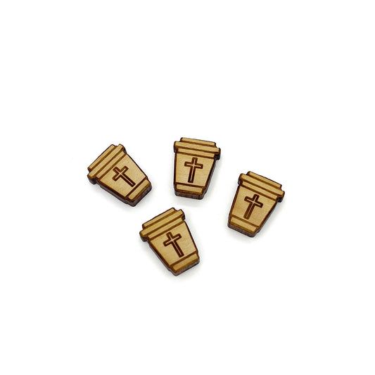 Cross Latte Engraved Wood Cutout Cabochon Stud Earring Blanks