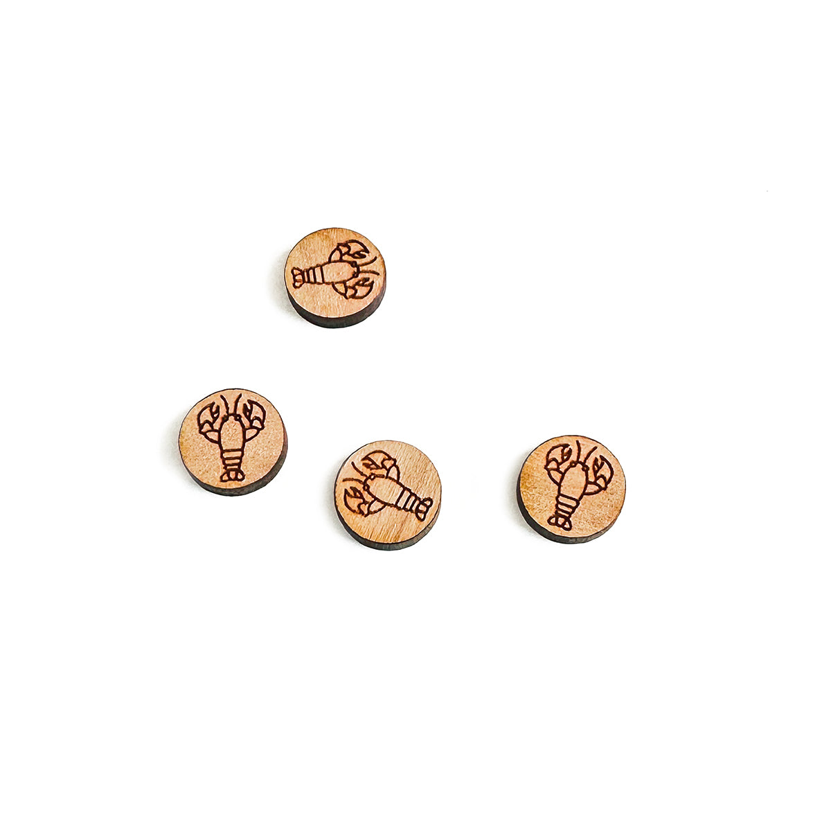 Lobster Engraved Mini Circle Shaped Wood Jewelry Blanks