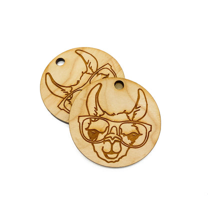 Llama in Glasses Large Round Engraved Wood Charm Blanks