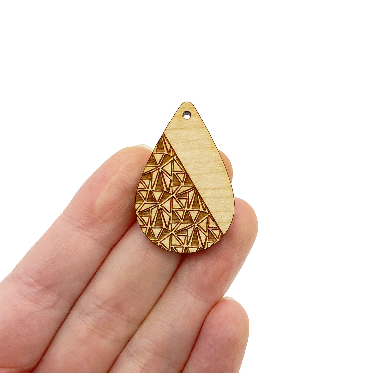 Geometric Scribbles Small Wood Teardrop Jewelry Blanks