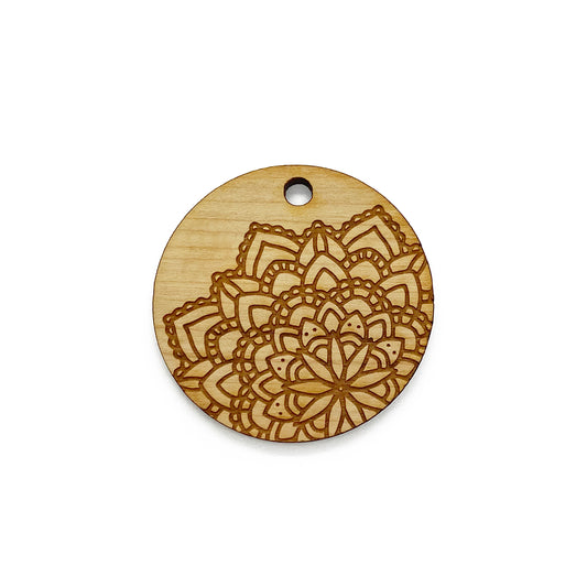 Mandala Large Round Wood Charm Blanks