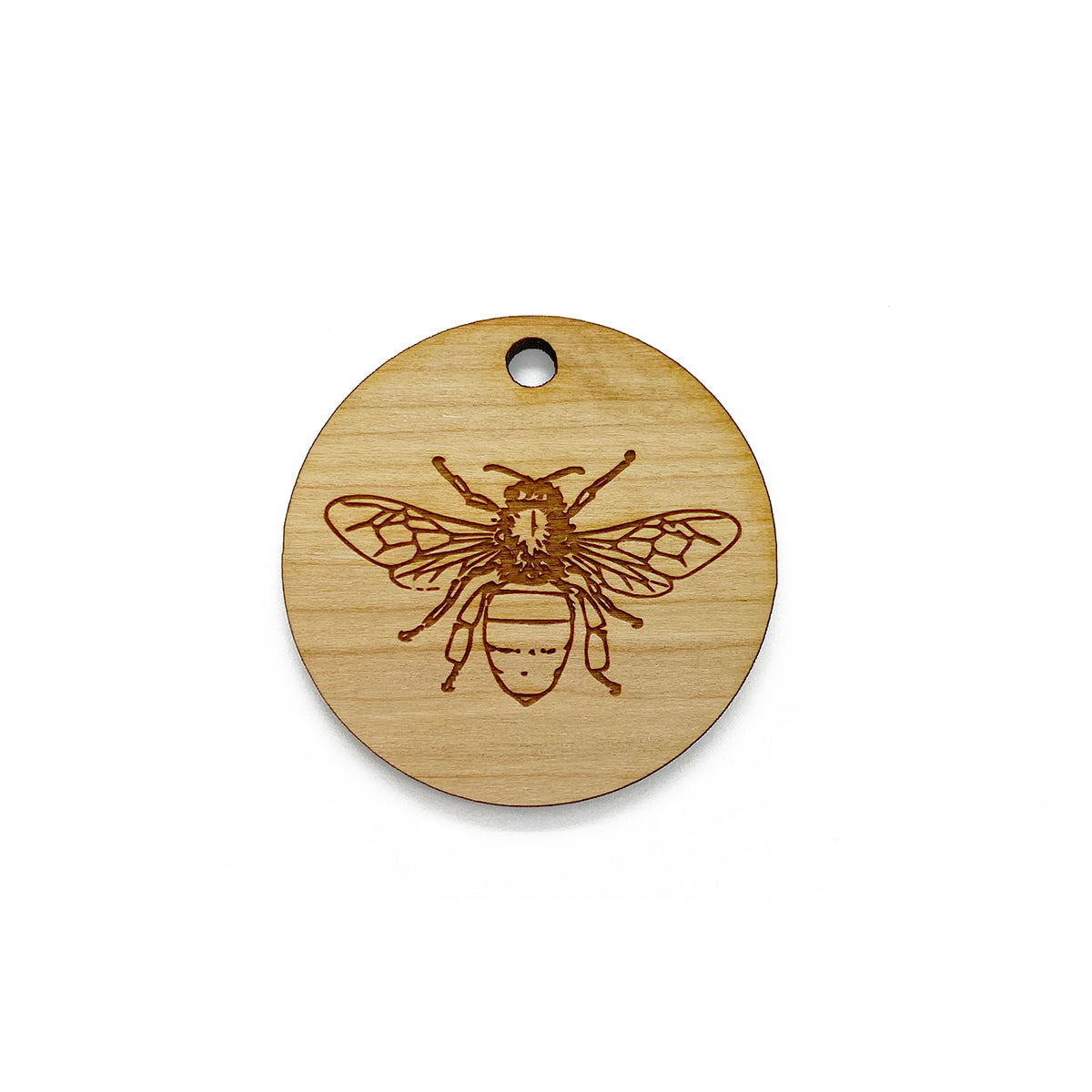 Honey Bee Large Round Engraved Wood Charm Blanks