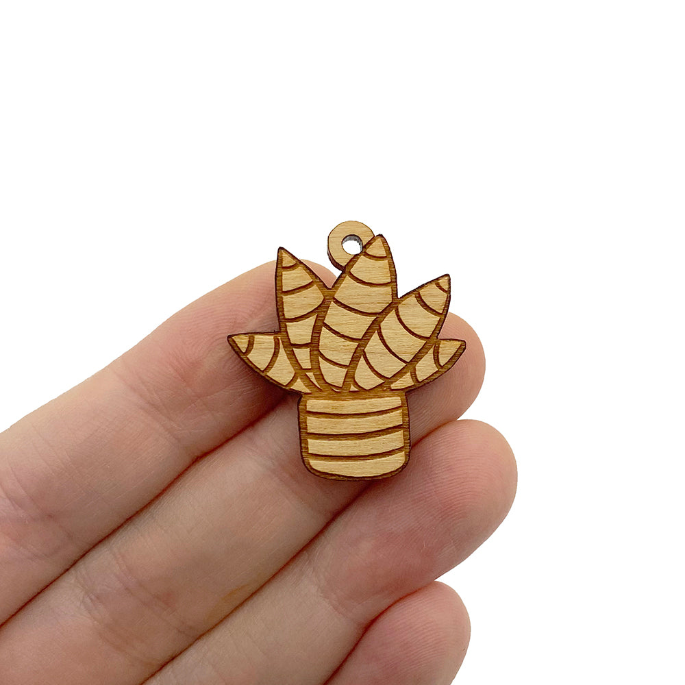 Aloe Succulent Engraved Wood Jewelry Charm Blanks