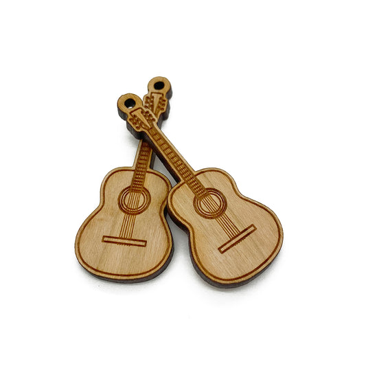 Guitar Engraved Wood Jewelry Charm Blanks