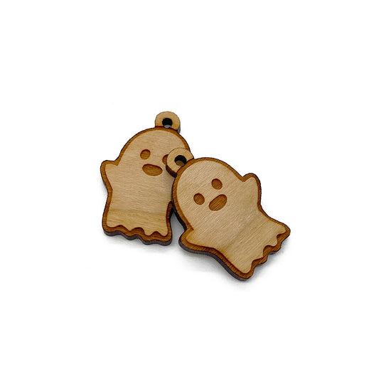 Ghost Engraved Wood Jewelry Charm Blanks