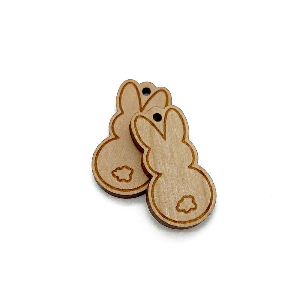 Easter Bunny with Tail Engraved Wood Jewelry Charm Blanks